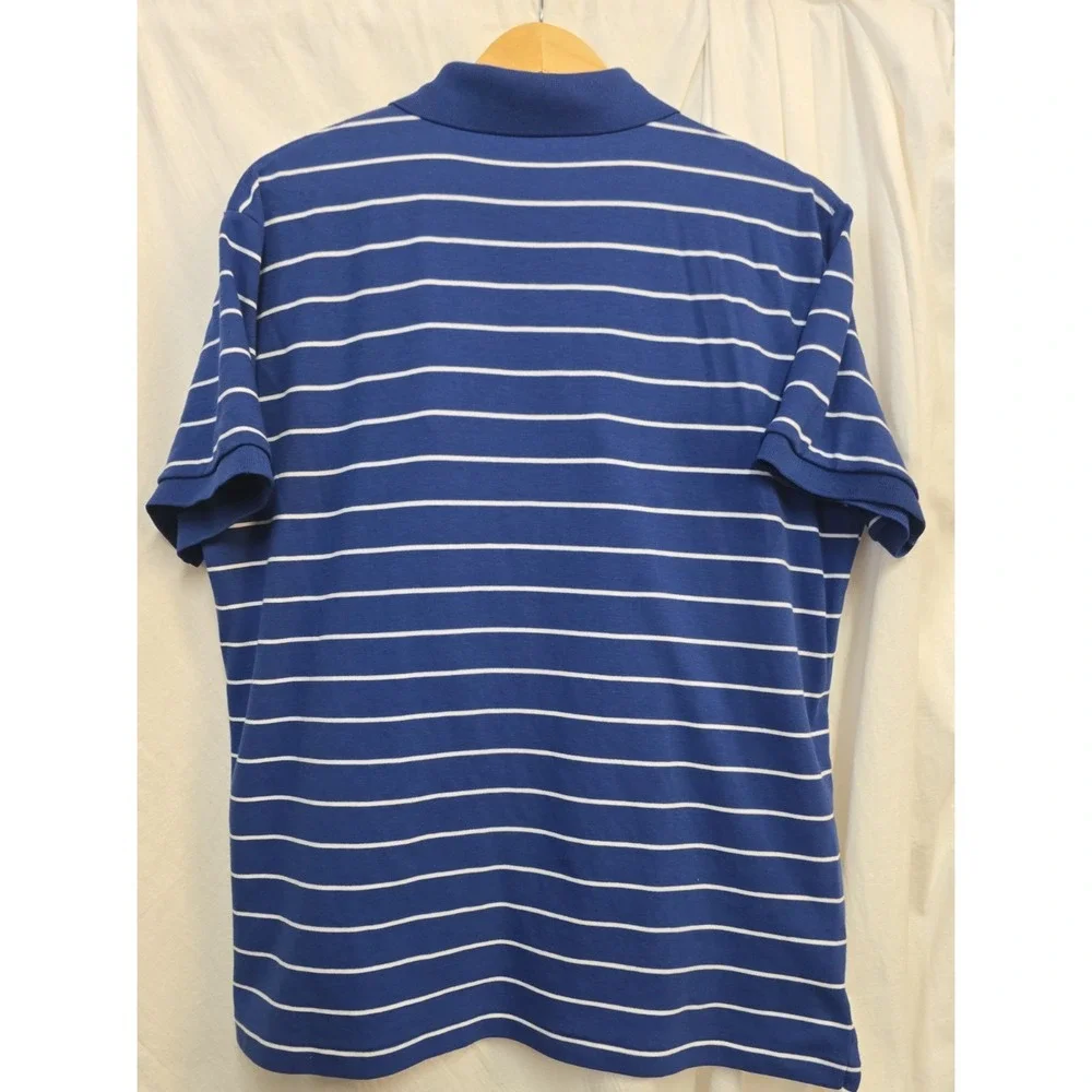 Polo Ralph Lauren Men's L Custom Slim Fit Blue Striped Pony Polo Preppy Coastal